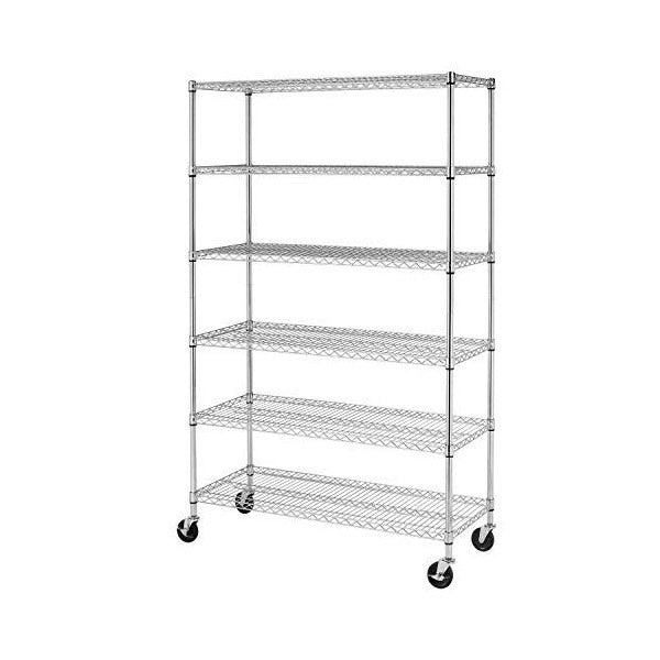 6 Tier Steel Chrome Finish Shelving Rack, 47.5_x18_x76_