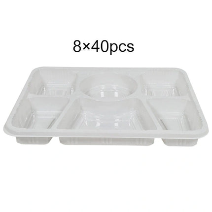 Arrow ** Thali Container 6 Compartment (White), Heavy Duty, 8x40pcs