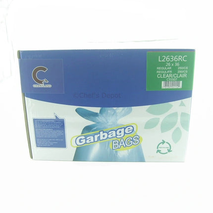 Chartland ** Garbage Bags, 26_ x 36_, Regular, Clear, 250pcs