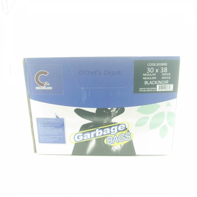 Chartland ** Garbage Bags, 30_ x 38_, Regular, Black, 250pcs