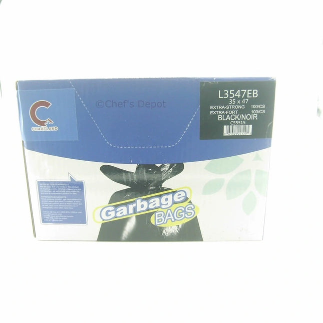 Chartland ** Garbage Bags, 35_ x 47_, Extra Strong, Black, 100pcs