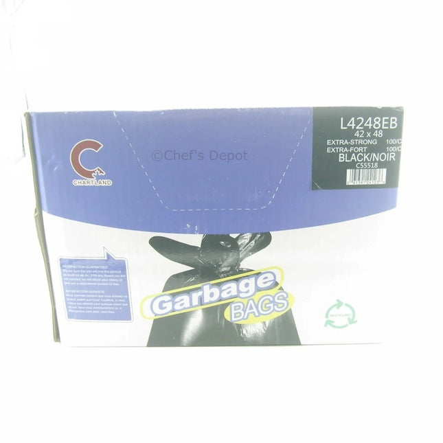 Chartland ** Garbage Bags, 42_ x 48_, Extra Strong, Black, 100pcs
