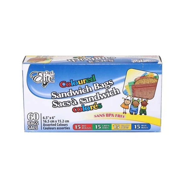 Chef Elite ** Coloured Sandwich Bags 6.5_x6_, 60pcs