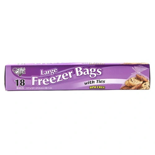 Chef Elite ** Freezer Bags with Ties, Large, 18pcs