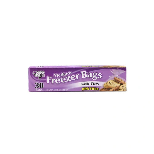Chef Elite ** Freezer Bags with Ties, Medium, 30pcs