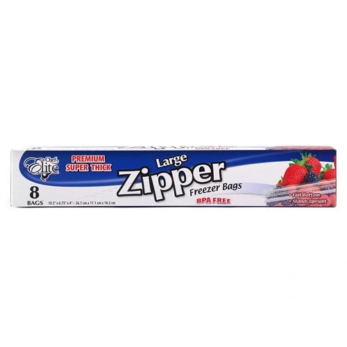Chef Elite ** Premium Zipper Freezer Bags, Large, 8pcs