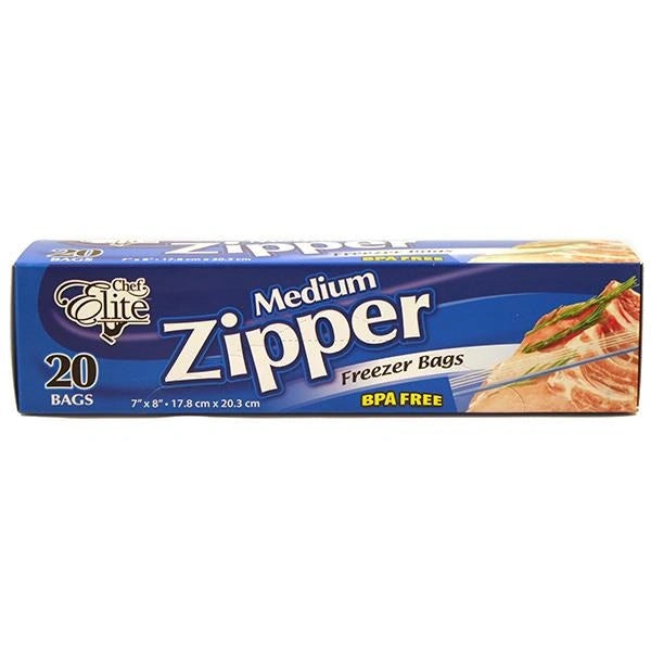 Chef Elite ** Zipper Freezer Bags, Medium, 20pcs