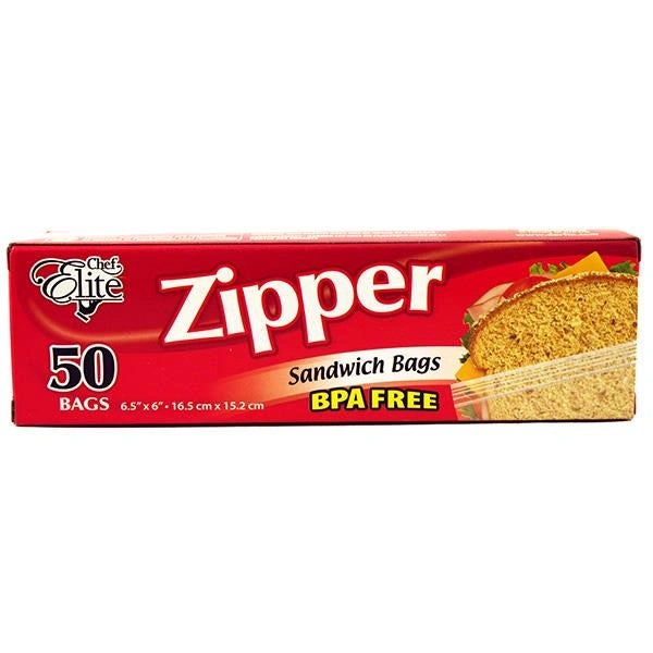 Chef Elite ** Zipper Sandwich Bags, 50pcs