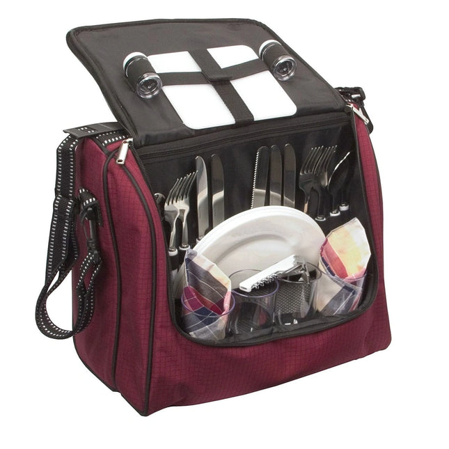Fox Run Brands ** Picnic Tote Burgundy & Black Hang Tag, Each