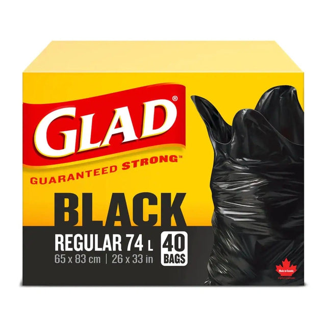 Glad ** Black Regular 74L Bags, 40ct