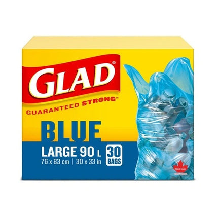 Glad ** Blue Large 90L Bags, 76cm x 83cm,  30ct