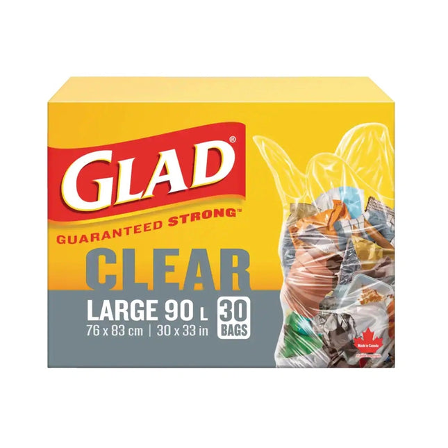 Glad ** Clear Garbage Bags, Large 90L, 30pcs