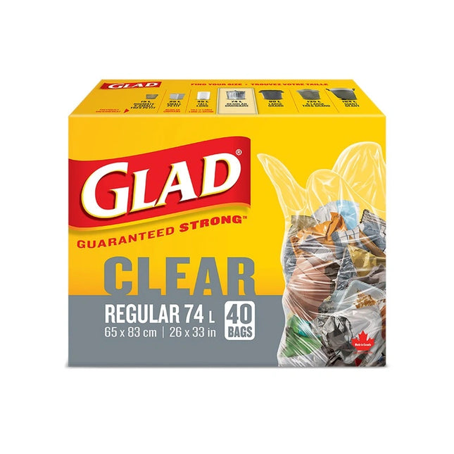 Glad ** Clear Regular 74L Bags, 40ct