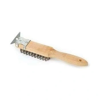 Royal Industries ** Broiler Brush 11_ Short Handle Steel Scraper Heavy Duty Hardwood Handle, Each