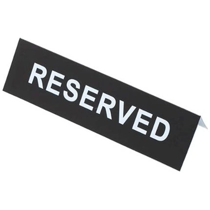 Royal Industries ** Plastic Reserved Sign Black with White Lettering Measures: 6_ x 2_, 12/Pack
