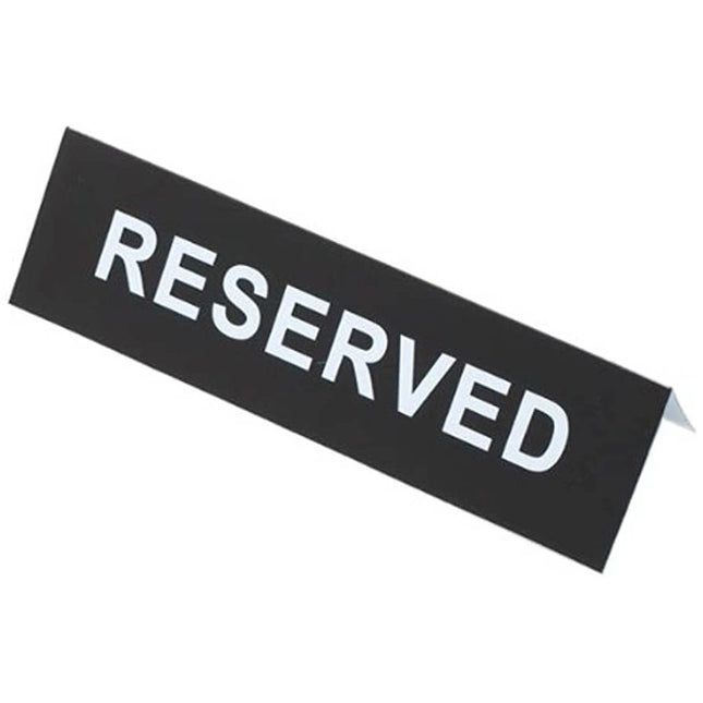 Royal Industries ** Plastic Reserved Sign Black with White Lettering Measures: 6_ x 2_, 12/Pack