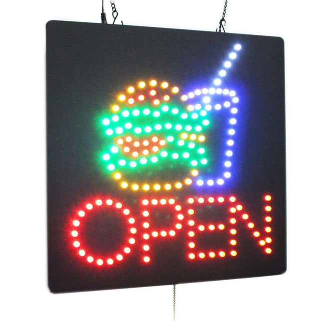 Topking ** LED Sign 16_ x 16_ x 1_ Ð ÒOpen Ð BurgerÓ, Each