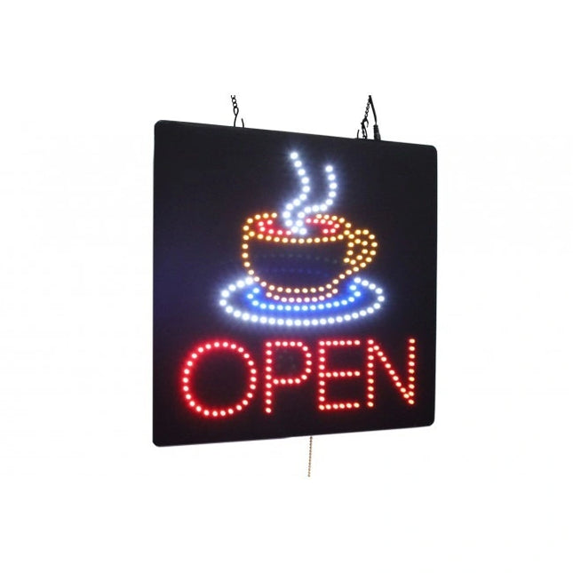 Topking ** LED Sign 16_ x 16_ x 1_ Ð ÒOpen Ð CoffeeÓ, Each
