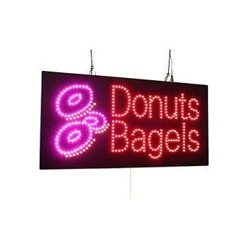 Topking ** LED Sign 19_ x 9.5_ x 1_ Ð ÒDonuts BagelsÓ, Each